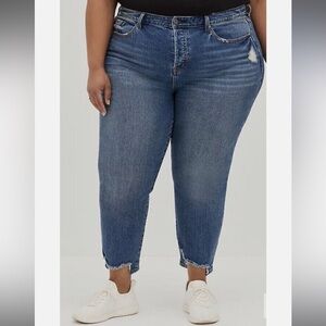 Torrid High-Rise Straight Classic Denim Jeans Artisan Hem Distressed Plus Size​